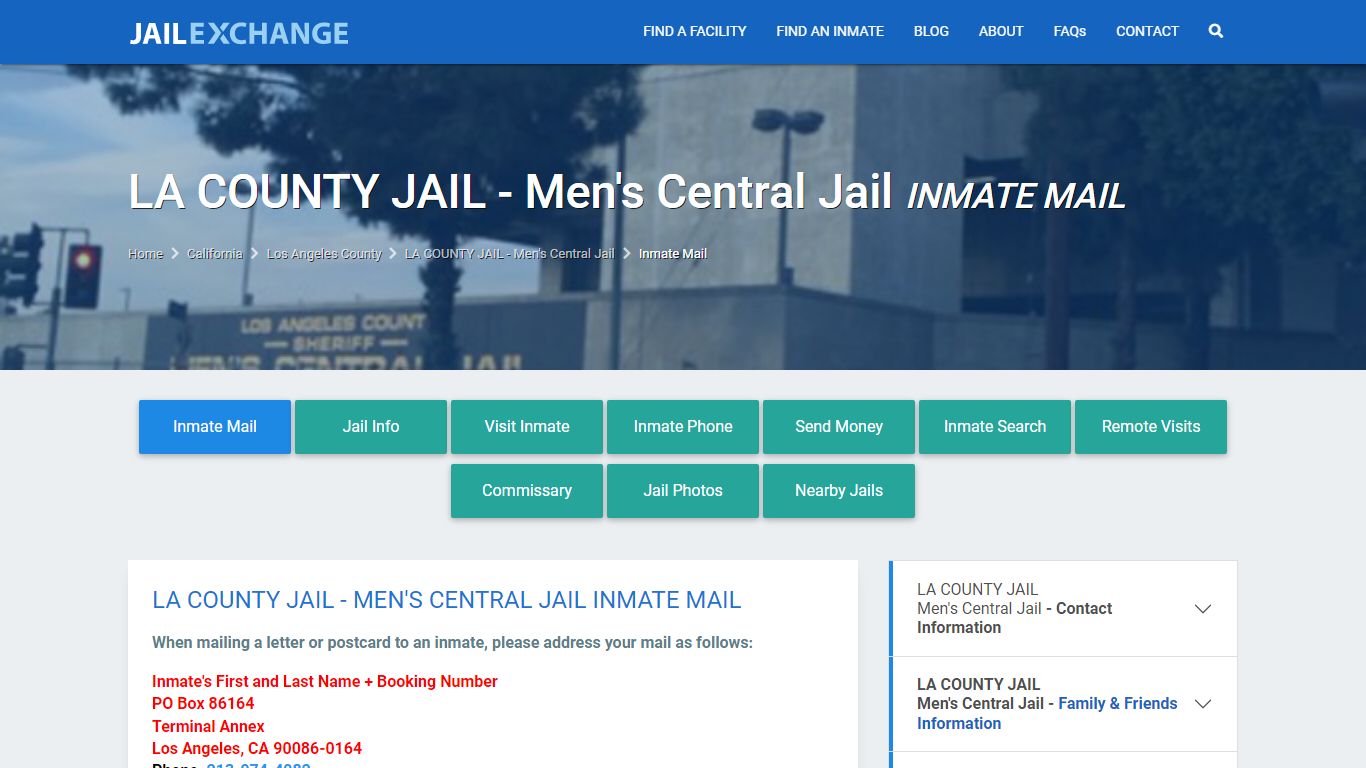 LA COUNTY JAIL - Men's Central Jail Inmate Mail - JAIL EXCHANGE